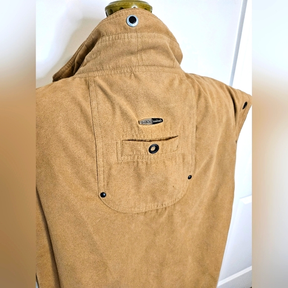 Vintage Jamie Sadock Womens Faux Suede Brown Vest Zip Pockets Lined Size Large - Picture 9 of 11